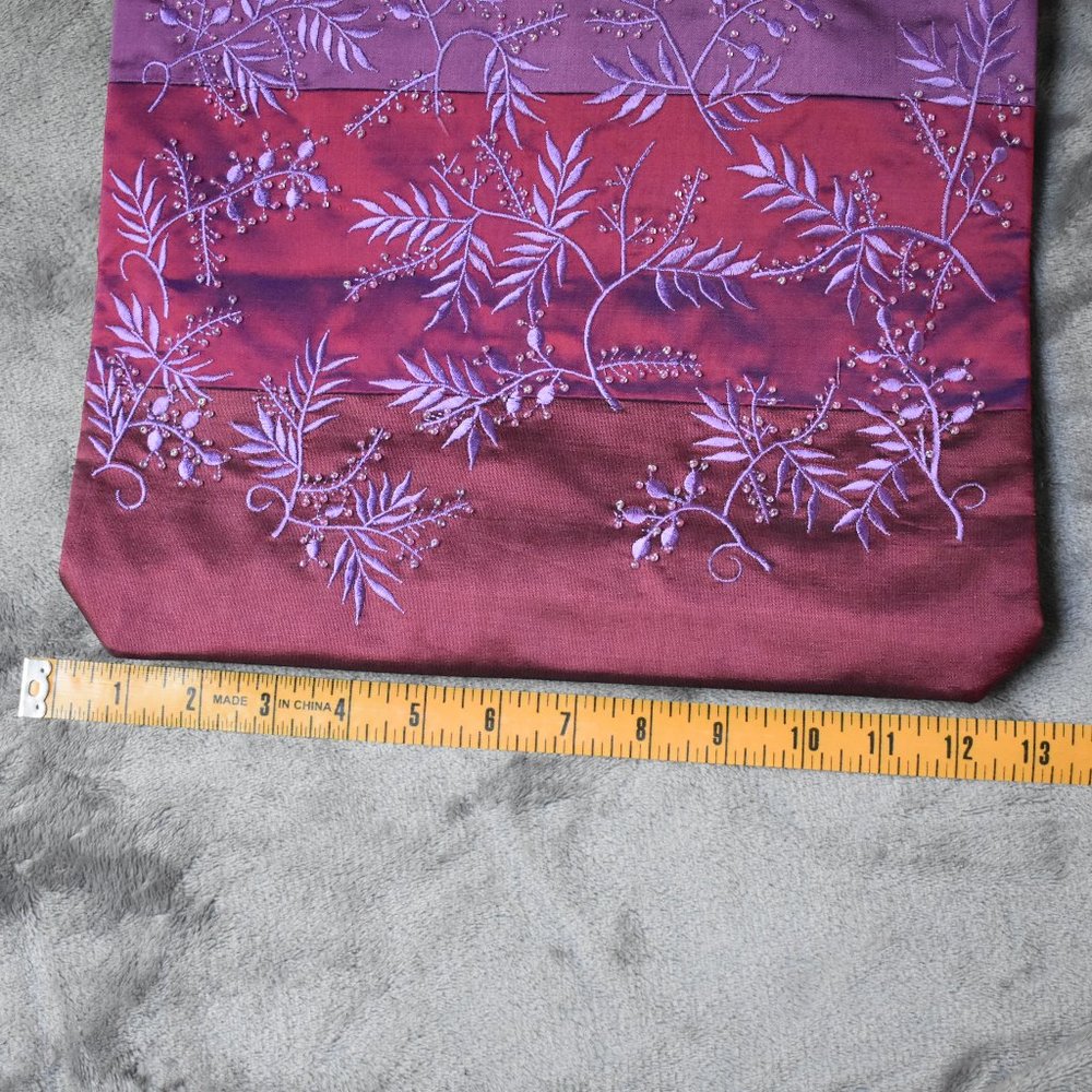 Iridescent Embroidered and Beaded Zipper Top Purse - Picture 12 of 16